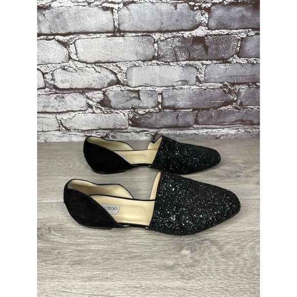 Jimmy Choo London Black Suede Leather Sparkle D’ Orsay Flats Women’s 42EU/11M US - Picture 12 of 16